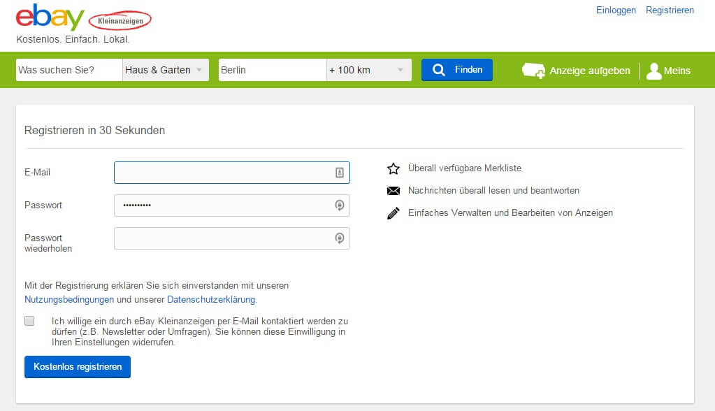 ebay kleinanzeigen registrieren um putzfrau zu finden
